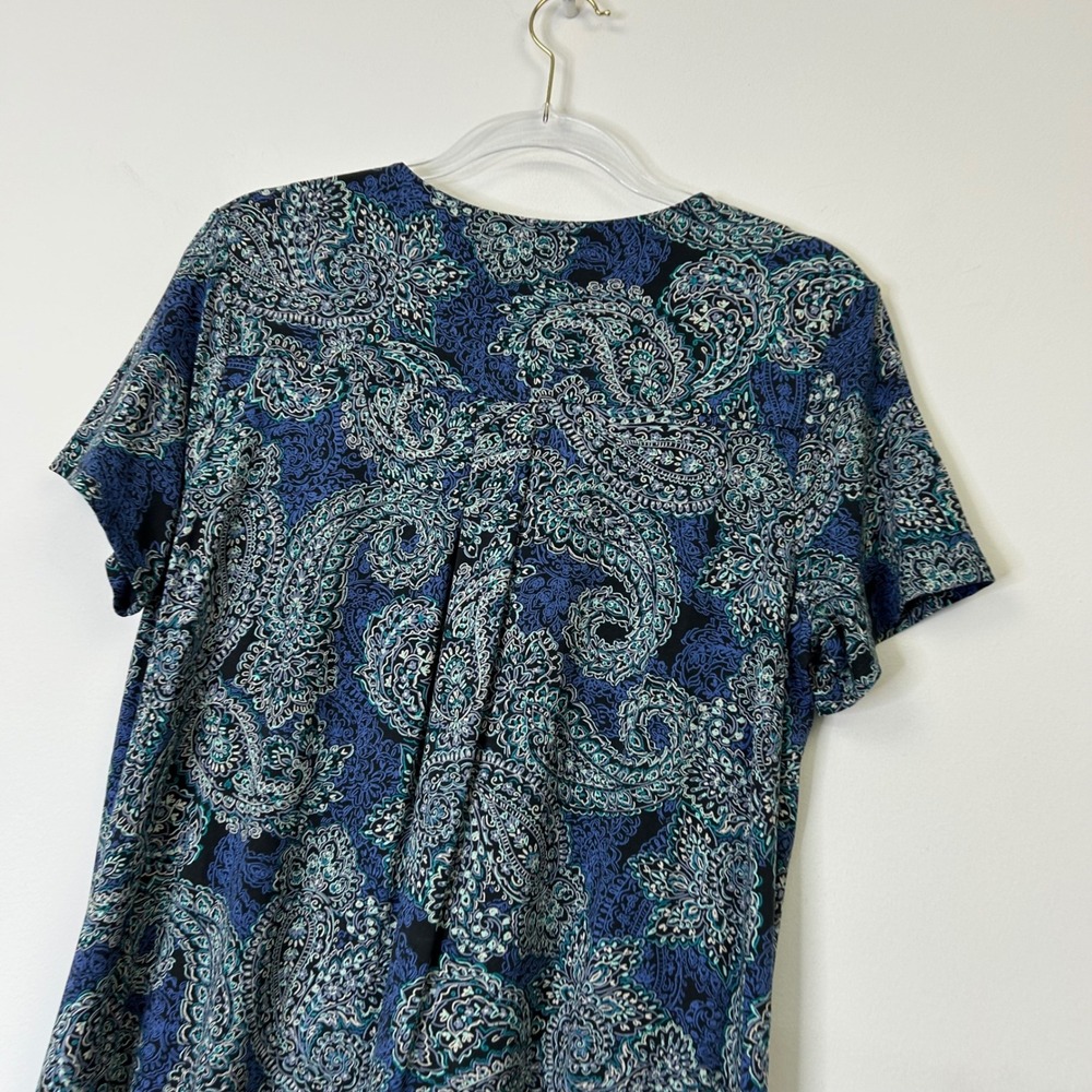 J. Jill Wearever Collection T-Shirt Dress Women's Medium Blue Paisley - Picture 9 of 9
